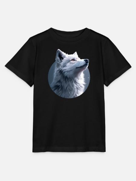 Weißer Wolf Illustration - Stanley/Stella Kinder T-Shirt MINI CREATOR  - Schwarz