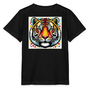 Tiger Pop Art - Stanley/Stella Kinder T-Shirt MINI CREATOR  - Schwarz - Vorne - Mikhail (115cm)