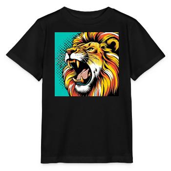 Löwe Pop Art - Stanley/Stella Kinder T-Shirt MINI CREATOR  - Schwarz - Vorne - Mikhail (115cm)