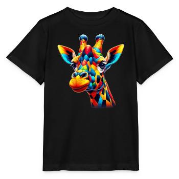 Giraffe colored and painted like Harlequin - Stanley/Stella MINI CREATOR Kids’ T-Shirt - black - Front - Mikhail (115cm)