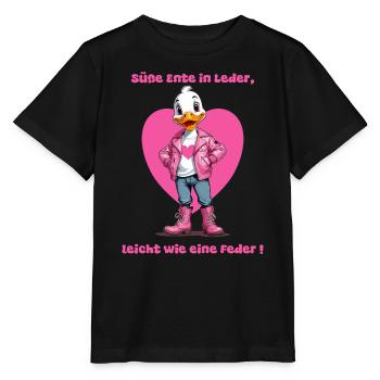 Süße Ente in Leder - Stanley/Stella Kinder T-Shirt MINI CREATOR  - Schwarz - Vorne - Mikhail (115cm)