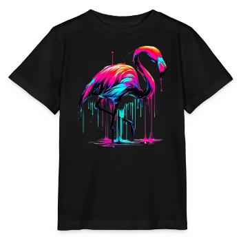 Rosa Flamingo - Stanley/Stella Kinder T-Shirt MINI CREATOR  - Schwarz - Vorne - Mikhail (115cm)