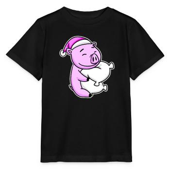 Schwein Müde Ausschlafen Schlafen Mädchen - Stanley/Stella Kinder T-Shirt MINI CREATOR  - Schwarz - Vorne - Mikhail (115cm)