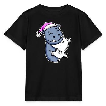 Nilpferd Müde Ausschlafen Schlafen Mädchen - Stanley/Stella Kinder T-Shirt MINI CREATOR  - Schwarz - Vorne - Mikhail (115cm)
