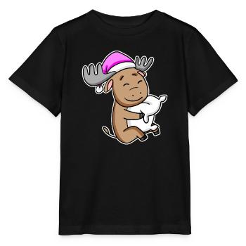 Elch Müde Ausschlafen Schlafen Mädchen - Stanley/Stella Kinder T-Shirt MINI CREATOR  - Schwarz - Vorne - Mikhail (115cm)