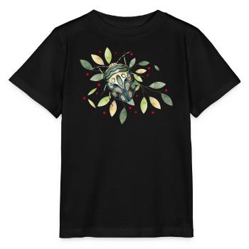 exotisches afrikanisches Krabbeltier mit Blätter - Stanley/Stella Kinder T-Shirt MINI CREATOR  - Schwarz - Vorne - Mikhail (115cm)