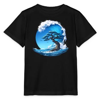 A tree under a wave - Stanley/Stella MINI CREATOR Kids’ T-Shirt - black - Front - Mikhail (115cm)