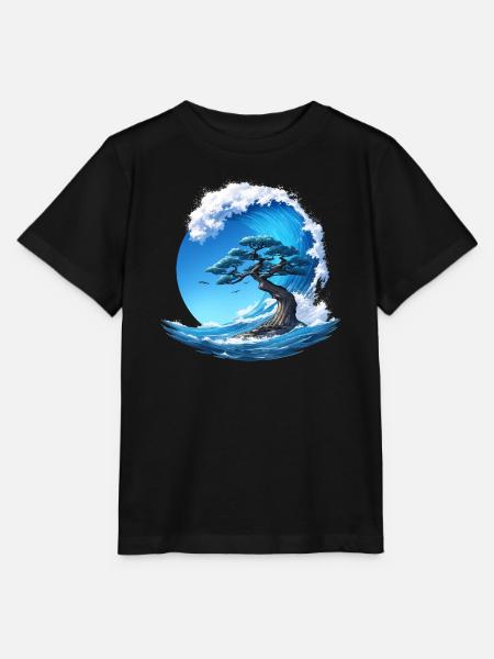 Ein Baum unter einer Welle - Stanley/Stella Kinder T-Shirt MINI CREATOR - Schwarz