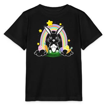 Easter Bunny Bunny with Rainbow and Easter Eggs - Stanley/Stella MINI CREATOR Kids’ T-Shirt - black - Front - Mikhail (115cm)
