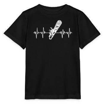 Scie, Bûcheron, Menuiserie, Forestier, Tronçonneuse - T-shirt bio MINI CREATOR Stanley/Stella Enfant - noir - Devant - Mikhail (115cm)