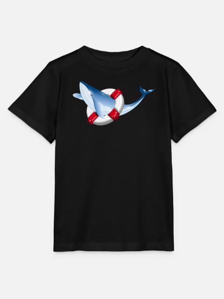 leuchtend blauer Wal Fisch mit Rettungsring - Stanley/Stella Kinder T-Shirt MINI CREATOR - Schwarz