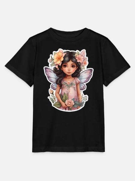 Kleine Fee mit Blumen - Stanley/Stella Kinder T-Shirt MINI CREATOR - Schwarz
