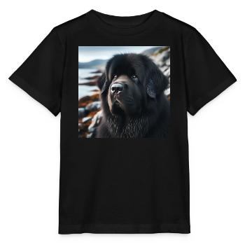 Freundlichkeit zum Hund: Der Neufundländer - Stanley/Stella Kinder T-Shirt MINI CREATOR  - Schwarz - Vorne - Mikhail (115cm)