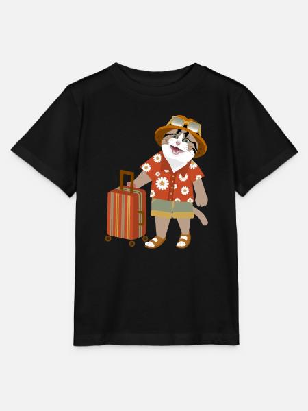 Katzen-Reiselaune - Stanley/Stella Kinder T-Shirt MINI CREATOR  - Schwarz
