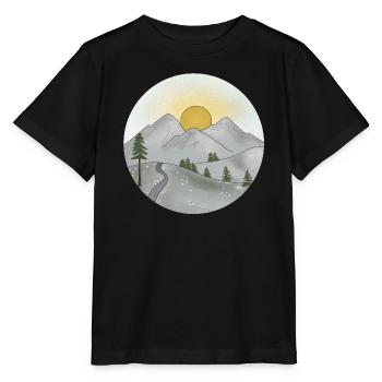 Idylle montagnarde au coucher du soleil au printemps - T-shirt bio MINI CREATOR Stanley/Stella Enfant - noir - Devant - Mikhail (115cm)