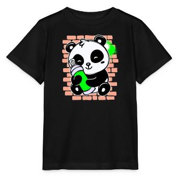 Panda pulvérisateur Graffiti bombe aérosol Street Art - T-shirt bio MINI CREATOR Stanley/Stella Enfant - noir - Devant - Mikhail (115cm)