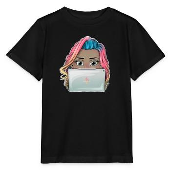 Vibrant Reva Prisma working Girl Design - T-shirt bio MINI CREATOR Stanley/Stella Enfant - noir - Devant - Mikhail (115cm)