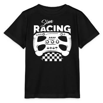 sim racing gamer Formel Lenkrad Zielflagge Logo - Stanley/Stella Kinder T-Shirt MINI CREATOR  - Schwarz - Vorne - Mikhail (115cm)