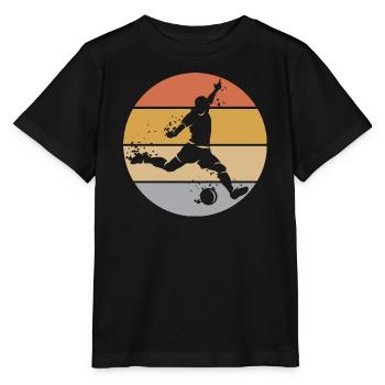 retro Fußball Spieler Torschuss Ball Explosion - Stanley/Stella Kinder T-Shirt MINI CREATOR  - Schwarz - Vorne - Mikhail (115cm)