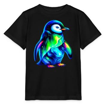 Aurora Borealis Pinguin - Stanley/Stella Kinder T-Shirt MINI CREATOR  - Schwarz - Vorne - Mikhail (115cm)