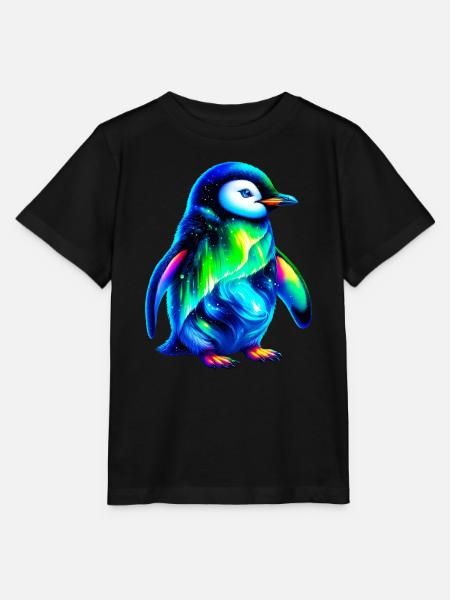 Aurora Borealis Pinguin - Stanley/Stella Kinder T-Shirt MINI CREATOR - Schwarz