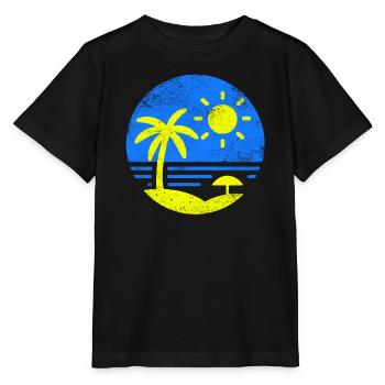 Vintage Beach Blue Yellow - Stanley/Stella MINI CREATOR Kids’ T-Shirt - black - Front - Mikhail (115cm)