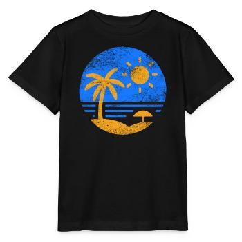 Vintage Beach Blue Orange - Stanley/Stella MINI CREATOR Kids’ T-Shirt - black - Front - Mikhail (115cm)