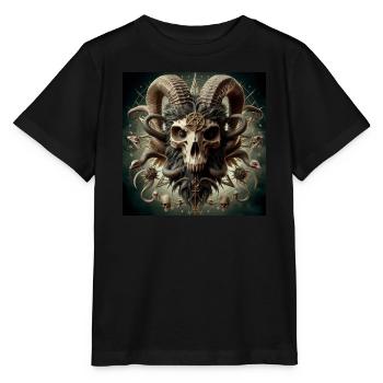 Crâne de chèvre mâle 3D - T-shirt bio MINI CREATOR Stanley/Stella Enfant - noir - Devant - Mikhail (115cm)