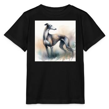 Aquarell Greyhound - Stanley/Stella Kinder T-Shirt MINI CREATOR  - Schwarz - Vorne - Mikhail (115cm)