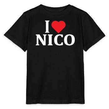 t-shirt I love Nico t-shirt idée cadeau - T-shirt bio MINI CREATOR Stanley/Stella Enfant - noir - Devant - Mikhail (115cm)