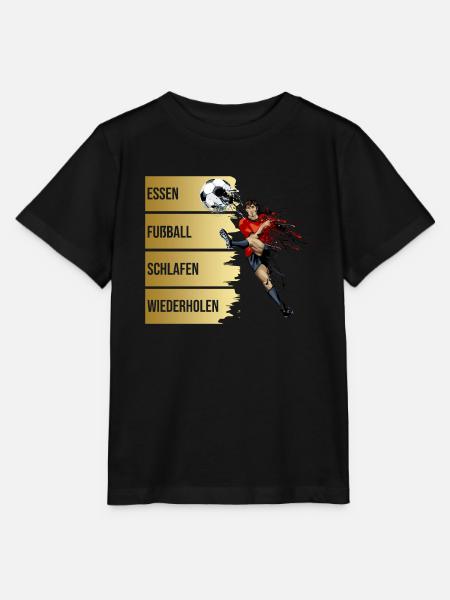 Essen - Fußball - Schlafen - Wiederholen - Stanley/Stella Kinder T-Shirt MINI CREATOR - Schwarz