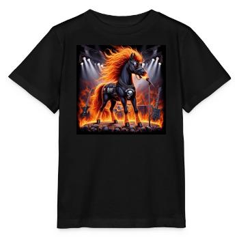 Metall-Pferd - Stanley/Stella Kinder T-Shirt MINI CREATOR  - Schwarz - Vorne - Mikhail (115cm)