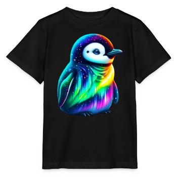 Aurora Borealis Pinguin - Stanley/Stella Kinder T-Shirt MINI CREATOR  - Schwarz - Vorne - Mikhail (115cm)