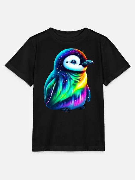 Aurora Borealis Pinguin - Stanley/Stella Kinder T-Shirt MINI CREATOR  - Schwarz