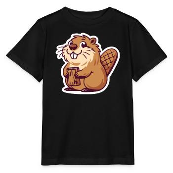 Mème de castor - T-shirt bio MINI CREATOR Stanley/Stella Enfant - noir - Devant - Mikhail (115cm)