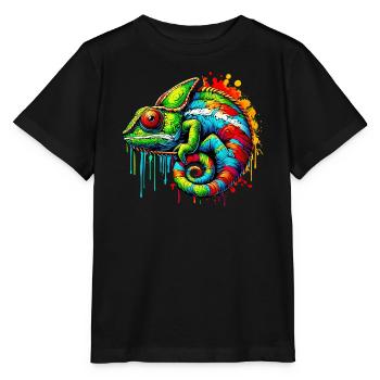 Caméléon - T-shirt bio MINI CREATOR Stanley/Stella Enfant - noir - Devant - Mikhail (115cm)