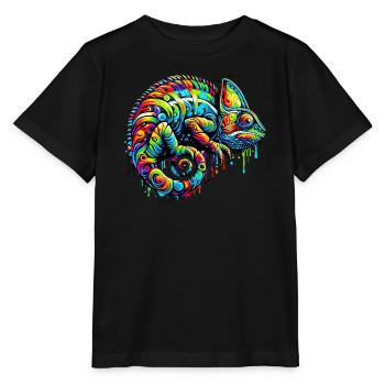 Caméléon - T-shirt bio MINI CREATOR Stanley/Stella Enfant - noir - Devant - Mikhail (115cm)