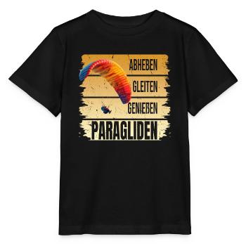 Abheben - Glaiten - Genießen - Paragliden - Stanley/Stella Kinder T-Shirt MINI CREATOR  - Schwarz - Vorne - Mikhail (115cm)