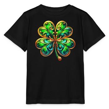 Trèfle à quatre feuilles - T-shirt bio MINI CREATOR Stanley/Stella Enfant - noir - Devant - Mikhail (115cm)