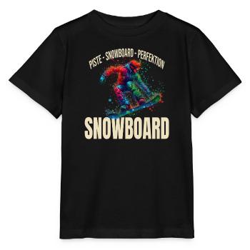 Piste - Snowboard - Perfektion - Stanley/Stella Kinder T-Shirt MINI CREATOR  - Schwarz - Vorne - Mikhail (115cm)