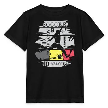 Fußball Belgien Torschuss Spieler Illustration - Stanley/Stella Kinder T-Shirt MINI CREATOR  - Schwarz - Vorne - Mikhail (115cm)