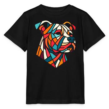 Staffordshire geometric bull terrier, staffy - Stanley/Stella MINI CREATOR Kids’ T-Shirt - black - Front - Mikhail (115cm)