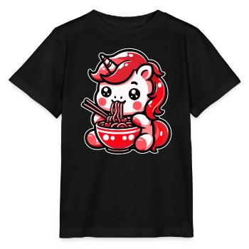 Japanische Kawaii Einhorn Ramen Asiatische Küche - Stanley/Stella Kinder T-Shirt MINI CREATOR  - Schwarz - Vorne - Mikhail (115cm)