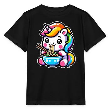 Japanische Kawaii Einhorn Ramen Asiatische Küche - Stanley/Stella Kinder T-Shirt MINI CREATOR  - Schwarz - Vorne - Mikhail (115cm)