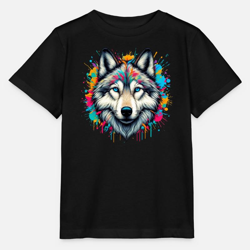 Wolf - Stanley/Stella MINI CREATOR Kids’ T-Shirt - black