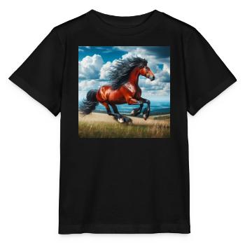 Cheval au galop - T-shirt bio MINI CREATOR Stanley/Stella Enfant - noir - Devant - Mikhail (115cm)