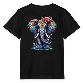 Éléphant - T-shirt bio MINI CREATOR Stanley/Stella Enfant - noir - Devant - Mikhail (115cm)