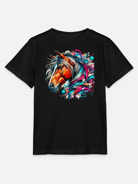 Pferd - Stanley/Stella Kinder T-Shirt MINI CREATOR  - Schwarz