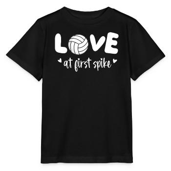 Coup de foudre Spike Funny Volleyball - T-shirt bio MINI CREATOR Stanley/Stella Enfant - noir - Devant - Mikhail (115cm)