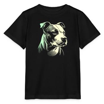 Staffordshire geometric bull terrier, staffy - Stanley/Stella MINI CREATOR Kids’ T-Shirt - black - Front - Mikhail (115cm)